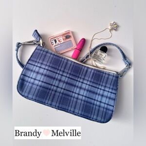 💙 Brandy Melville Blue Plaid Y2K Mini Shoulder Bag